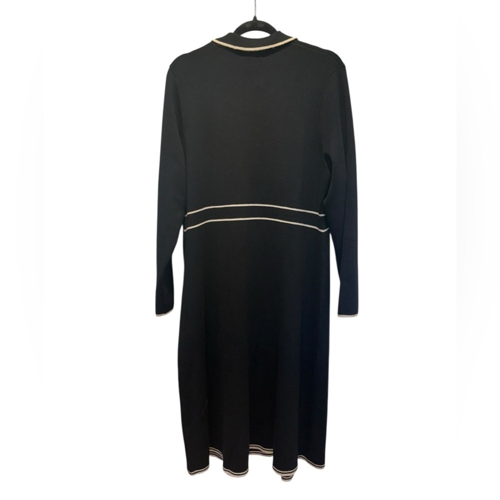 Max Studio London Black Bone Contrast Tipping Midi Sweater Dress XL NWT - Picture 6 of 15